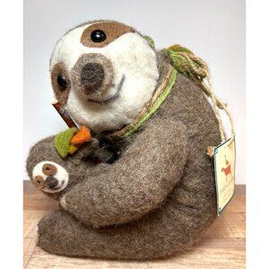 Goat and Goose Harvest Collection 3-Toed Sloth and Baby Brown Figures 9.25”